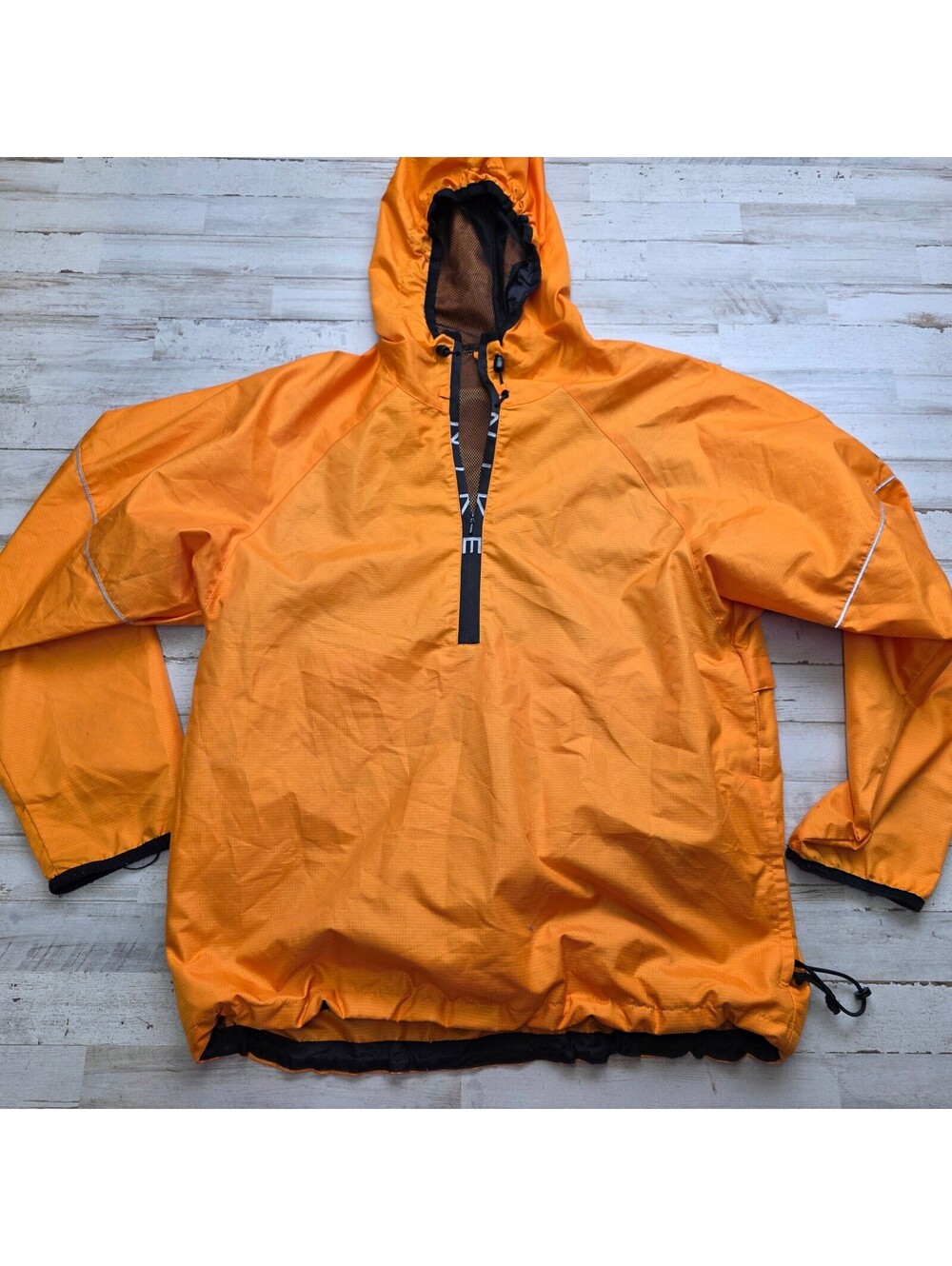 VTG Y2K Nike Windbreaker Jacket M Orange Lightweight Hooded Half Zip Pullover
